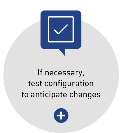 If necessary, test configuration to anticipate changes